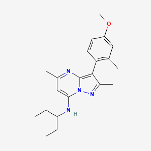 molecular formula C21H28N4O B3420801 3-(4-methoxy-2-methylphenyl)-2,5-dimethyl-N-pentan-3-ylpyrazolo[1,5-a]pyrimidin-7-amine CAS No. 202579-74-6