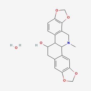 24-Methyl-5,7,18,20-tetraoxa-24-azahexacyclo[11.11.0.02,10.04,8.014,22.017,21]tetracosa-2,4(8),9,14(22),15,17(21)-hexaen-12-ol;hydrate
