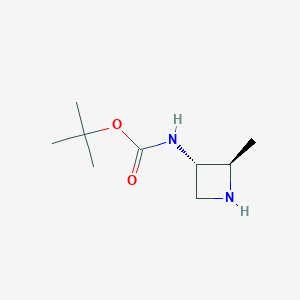 molecular formula C9H18N2O2 B3421110 tert-butyl N-[trans-2-methylazetidin-3-yl]carbamate CAS No. 2092453-43-3