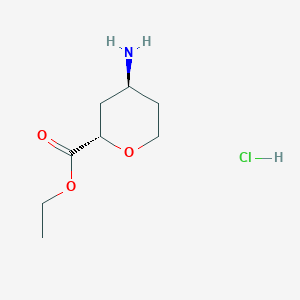 molecular formula C8H16ClNO3 B3421318 rel-(2S,4S)-Ethyl 4-aminotetrahydro-2H-pyran-2-carboxylate hydrochloride CAS No. 2137606-47-2