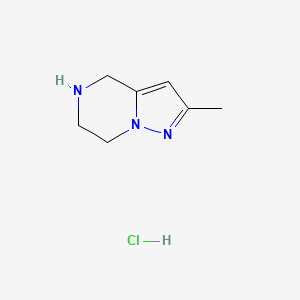molecular formula C7H12ClN3 B3421329 2-methyl-4H,5H,6H,7H-pyrazolo[1,5-a]pyrazine hydrochloride CAS No. 2138549-08-1