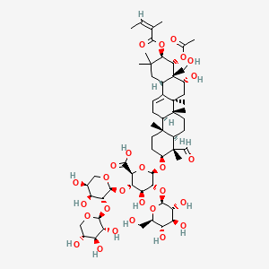 B3421566 (2S,3S,4S,5R,6R)-6-[[(3S,4S,4aR,6aR,6bS,8R,8aR,9R,10R,12aS,14aR,14bR)-9-acetyloxy-4-formyl-8-hydroxy-8a-(hydroxymethyl)-4,6a,6b,11,11,14b-hexamethyl-10-[(Z)-2-methylbut-2-enoyl]oxy-1,2,3,4a,5,6,7,8,9,10,12,12a,14,14a-tetradecahydropicen-3-yl]oxy]-3-[(2S,3R,4S,5S)-4,5-dihydroxy-3-[(2S,3R,4S,5R)-3,4,5-trihydroxyoxan-2-yl]oxyoxan-2-yl]oxy-4-hydroxy-5-[(2S,3R,4S,5S,6R)-3,4,5-trihydroxy-6-(hydroxymethyl)oxan-2-yl]oxyoxane-2-carboxylic acid CAS No. 220114-28-3