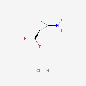 molecular formula C4H8ClF2N B3421895 (1R,2S)-2-(Difluoromethyl)cyclopropan-1-amine hydrochloride CAS No. 2307780-91-0