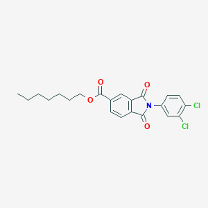molecular formula C22H21Cl2NO4 B342191 Heptyl 2-(3,4-dichlorophenyl)-1,3-dioxo-5-isoindolinecarboxylate 