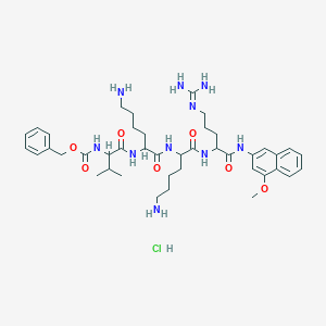 Benzyl N-[1-[[6-amino-1-[[6-amino-1-[[5-(diaminomethylideneamino)-1-[(4-methoxynaphthalen-2-yl)amino]-1-oxopentan-2-yl]amino]-1-oxohexan-2-yl]amino]-1-oxohexan-2-yl]amino]-3-methyl-1-oxobutan-2-yl]carbamate;hydrochloride