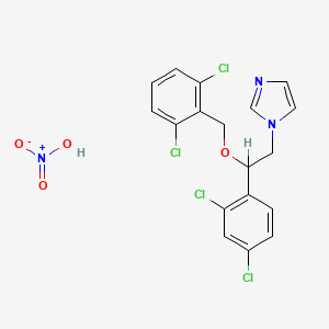 molecular formula C18H14Cl4N3O4- B3425206 1H-Imidazole, 1-[2-(2,4-dichlorophenyl)-2-[(2,6-dichlorophenyl)methoxy]ethyl]-, nitrate CAS No. 40036-10-0