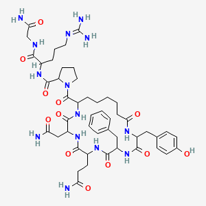 molecular formula C48H68N14O12 B3425329 N-[1-[(2-amino-2-oxoethyl)amino]-5-(diaminomethylideneamino)-1-oxopentan-2-yl]-1-[11-(2-amino-2-oxoethyl)-8-(3-amino-3-oxopropyl)-5-benzyl-2-[(4-hydroxyphenyl)methyl]-3,6,9,12,20-pentaoxo-1,4,7,10,13-pentazacycloicosane-14-carbonyl]pyrrolidine-2-carboxamide CAS No. 40944-53-4