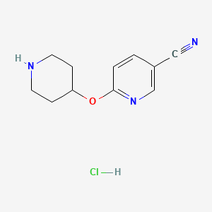 molecular formula C11H14ClN3O B3425359 6-(Piperidin-4-yloxy)nicotinonitrile hydrochloride CAS No. 412293-93-7