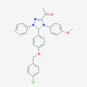molecular formula C30H26ClN3O3 B342585 1-[5-{4-[(4-chlorobenzyl)oxy]phenyl}-4-(4-methoxyphenyl)-1-phenyl-4,5-dihydro-1H-1,2,4-triazol-3-yl]ethanone 