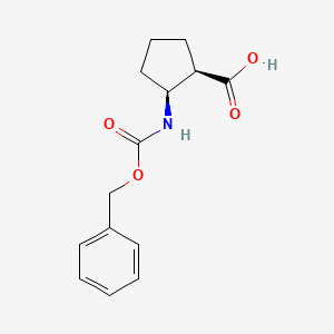 molecular formula C14H17NO4 B3427784 Cyclopentanecarboxylic acid, 2-[[(phenylmethoxy)carbonyl]amino]-,(1R,2S)-rel- CAS No. 61935-49-7