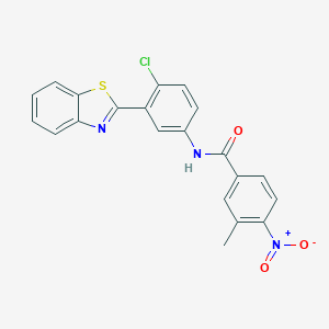 molecular formula C21H14ClN3O3S B342891 N-[3-(1,3-benzothiazol-2-yl)-4-chlorophenyl]-3-methyl-4-nitrobenzamide 