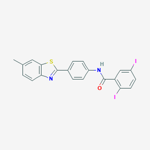 molecular formula C21H14I2N2OS B342985 2,5-diiodo-N-[4-(6-methyl-1,3-benzothiazol-2-yl)phenyl]benzamide 