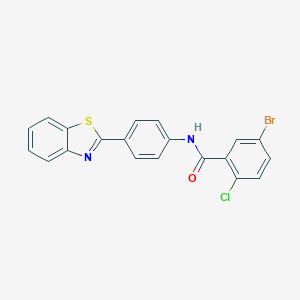 molecular formula C20H12BrClN2OS B342994 N-[4-(1,3-benzothiazol-2-yl)phenyl]-5-bromo-2-chlorobenzamide 