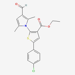 B3429987 ethyl 5-(4-chlorophenyl)-2-(3-formyl-2,5-dimethyl-1H-pyrrol-1-yl)thiophene-3-carboxylate CAS No. 790270-95-0