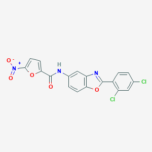 molecular formula C18H9Cl2N3O5 B343005 N-[2-(2,4-dichlorophenyl)-1,3-benzoxazol-5-yl]-5-nitrofuran-2-carboxamide 