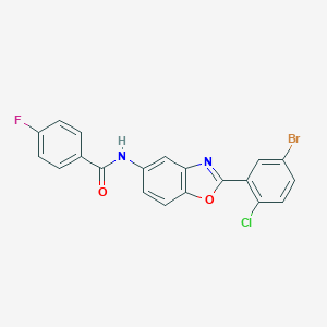 molecular formula C20H11BrClFN2O2 B343026 N-[2-(5-bromo-2-chlorophenyl)-1,3-benzoxazol-5-yl]-4-fluorobenzamide 