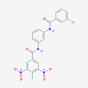molecular formula C21H15ClN4O6 B343094 N-{3-[(3-chlorobenzoyl)amino]phenyl}-3,5-bisnitro-4-methylbenzamide 