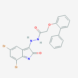 molecular formula C22H15Br2N3O3 B343151 N'-(5,7-dibromo-2-oxoindol-3-yl)-2-(2-phenylphenoxy)acetohydrazide 