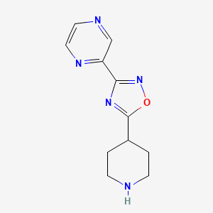 molecular formula C11H13N5O B3431815 2-(5-Piperidin-4-yl-1,2,4-oxadiazol-3-yl)pyrazine CAS No. 93072-94-7