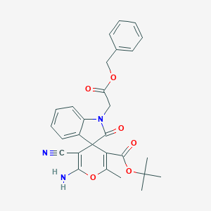 molecular formula C28H27N3O6 B343250 tert-butyl 6'-amino-1-[2-(benzyloxy)-2-oxoethyl]-5'-cyano-2'-methyl-2-oxo-1,2-dihydrospiro[indole-3,4'-pyran]-3'-carboxylate CAS No. 4655-52-1