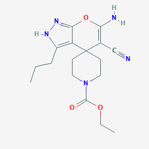 molecular formula C17H23N5O3 B343303 ETHYL 6'-AMINO-5'-CYANO-3'-PROPYL-1'H-SPIRO[PIPERIDINE-4,4'-PYRANO[2,3-C]PYRAZOLE]-1-CARBOXYLATE 