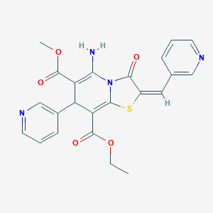 molecular formula C23H20N4O5S B343341 8-ethyl 6-methyl 5-amino-3-oxo-7-(3-pyridinyl)-2-(3-pyridinylmethylene)-2,3-dihydro-7H-[1,3]thiazolo[3,2-a]pyridine-6,8-dicarboxylate 