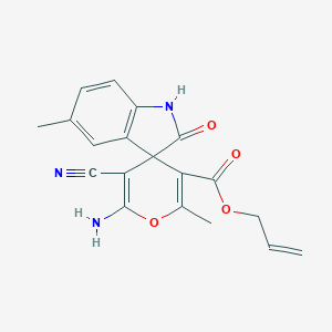molecular formula C19H17N3O4 B343351 PROP-2-EN-1-YL 2'-AMINO-3'-CYANO-5,6'-DIMETHYL-2-OXO-1,2-DIHYDROSPIRO[INDOLE-3,4'-PYRAN]-5'-CARBOXYLATE 
