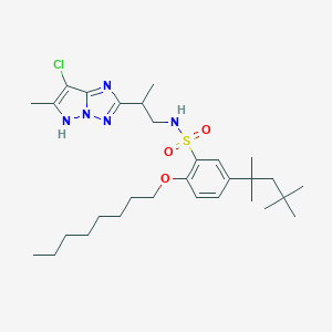 molecular formula C30H48ClN5O3S B034339 N-[2-(7-chloro-6-methyl-5H-pyrazolo[1,5-b][1,2,4]triazol-2-yl)propyl]-2-octoxy-5-(2,4,4-trimethylpentan-2-yl)benzenesulfonamide CAS No. 101217-11-2