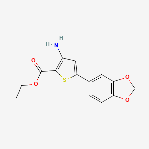 molecular formula C14H13NO4S B3434258 ethyl 3-amino-5-(2H-1,3-benzodioxol-5-yl)thiophene-2-carboxylate CAS No. 877140-10-8