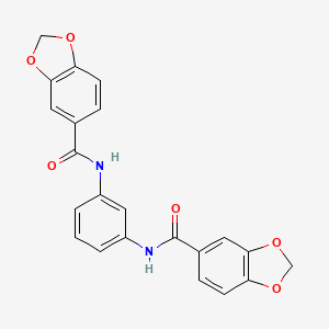 molecular formula C22H16N2O6 B3435180 N-[3-(1,3-benzodioxole-5-carbonylamino)phenyl]-1,3-benzodioxole-5-carboxamide 