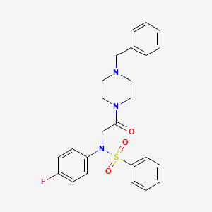 molecular formula C25H26FN3O3S B3435330 N-[2-(4-benzylpiperazin-1-yl)-2-oxoethyl]-N-(4-fluorophenyl)benzenesulfonamide 