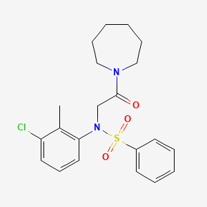 molecular formula C21H25ClN2O3S B3435360 N-[2-(azepan-1-yl)-2-oxoethyl]-N-(3-chloro-2-methylphenyl)benzenesulfonamide 