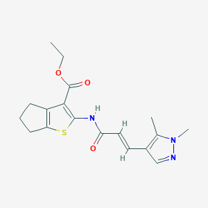 molecular formula C18H21N3O3S B3435364 ETHYL 2-{[(E)-3-(1,5-DIMETHYL-1H-PYRAZOL-4-YL)-2-PROPENOYL]AMINO}-5,6-DIHYDRO-4H-CYCLOPENTA[B]THIOPHENE-3-CARBOXYLATE 