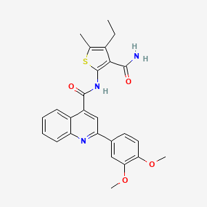 molecular formula C26H25N3O4S B3435465 N-(3-carbamoyl-4-ethyl-5-methylthiophen-2-yl)-2-(3,4-dimethoxyphenyl)quinoline-4-carboxamide 