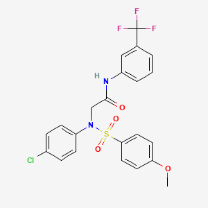 molecular formula C22H18ClF3N2O4S B3435682 N~2~-(4-chlorophenyl)-N~2~-[(4-methoxyphenyl)sulfonyl]-N-[3-(trifluoromethyl)phenyl]glycinamide 