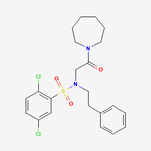 molecular formula C22H26Cl2N2O3S B3435750 N-[2-(AZEPAN-1-YL)-2-OXOETHYL]-2,5-DICHLORO-N-(2-PHENYLETHYL)BENZENE-1-SULFONAMIDE 