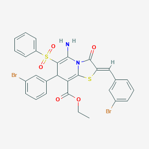molecular formula C29H22Br2N2O5S2 B343588 ethyl 5-amino-2-(3-bromobenzylidene)-7-(3-bromophenyl)-3-oxo-6-(phenylsulfonyl)-2,3-dihydro-7H-[1,3]thiazolo[3,2-a]pyridine-8-carboxylate 