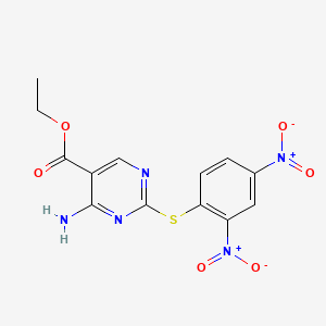 molecular formula C13H11N5O6S B3435956 Ethyl 4-amino-2-[(2,4-dinitrophenyl)sulfanyl]pyrimidine-5-carboxylate CAS No. 75464-92-5