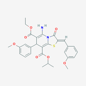 molecular formula C29H30N2O7S B343596 6-ethyl 8-isopropyl 5-amino-2-(3-methoxybenzylidene)-7-(3-methoxyphenyl)-3-oxo-2,3-dihydro-7H-[1,3]thiazolo[3,2-a]pyridine-6,8-dicarboxylate 
