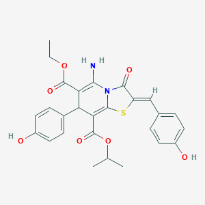 molecular formula C27H26N2O7S B343605 6-ethyl 8-isopropyl 5-amino-2-(4-hydroxybenzylidene)-7-(4-hydroxyphenyl)-3-oxo-2,3-dihydro-7H-[1,3]thiazolo[3,2-a]pyridine-6,8-dicarboxylate 