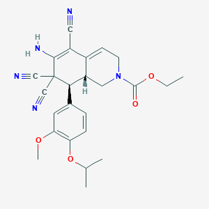 molecular formula C25H27N5O4 B343610 ethyl 6-amino-5,7,7-tricyano-8-(4-isopropoxy-3-methoxyphenyl)-3,7,8,8a-tetrahydro-2(1H)-isoquinolinecarboxylate 