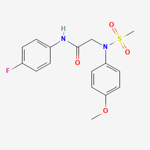 molecular formula C16H17FN2O4S B3436278 N-(4-fluorophenyl)-2-(4-methoxy-N-methylsulfonylanilino)acetamide 