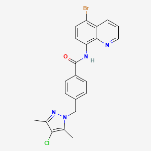 molecular formula C22H18BrClN4O B3436659 N-(5-BROMO-8-QUINOLYL)-4-[(4-CHLORO-3,5-DIMETHYL-1H-PYRAZOL-1-YL)METHYL]BENZAMIDE 