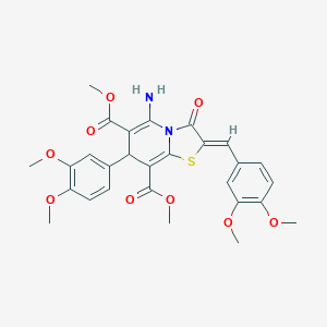 molecular formula C28H28N2O9S B343668 dimethyl 5-amino-2-(3,4-dimethoxybenzylidene)-7-(3,4-dimethoxyphenyl)-3-oxo-2,3-dihydro-7H-[1,3]thiazolo[3,2-a]pyridine-6,8-dicarboxylate 