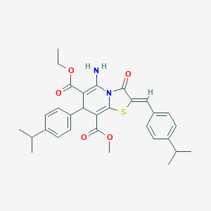 molecular formula C31H34N2O5S B343670 6-ethyl 8-methyl 5-amino-2-(4-isopropylbenzylidene)-7-(4-isopropylphenyl)-3-oxo-2,3-dihydro-7H-[1,3]thiazolo[3,2-a]pyridine-6,8-dicarboxylate 