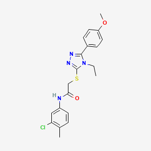 molecular formula C20H21ClN4O2S B3436751 N-(3-Chloro-4-methylphenyl)-2-((4-ethyl-5-(4-methoxyphenyl)-4H-1,2,4-triazol-3-yl)thio)acetamide 