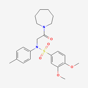 molecular formula C23H30N2O5S B3436838 N-[2-(AZEPAN-1-YL)-2-OXOETHYL]-3,4-DIMETHOXY-N-(4-METHYLPHENYL)BENZENE-1-SULFONAMIDE 