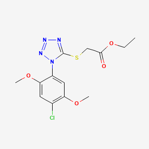 molecular formula C13H15ClN4O4S B3437021 ETHYL 2-{[1-(4-CHLORO-2,5-DIMETHOXYPHENYL)-1H-1,2,3,4-TETRAZOL-5-YL]SULFANYL}ACETATE 