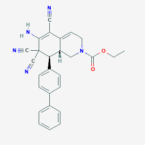 molecular formula C27H23N5O2 B343712 ethyl 6-amino-8-[1,1'-biphenyl]-4-yl-5,7,7-tricyano-3,7,8,8a-tetrahydro-2(1H)-isoquinolinecarboxylate 