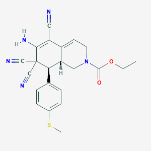 molecular formula C22H21N5O2S B343714 ethyl 6-amino-5,7,7-tricyano-8-[4-(methylsulfanyl)phenyl]-3,7,8,8a-tetrahydro-2(1H)-isoquinolinecarboxylate 